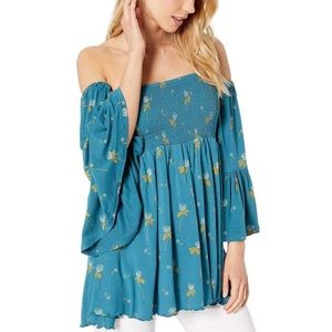 Free People Lana Tunic Ocean Blue Size S